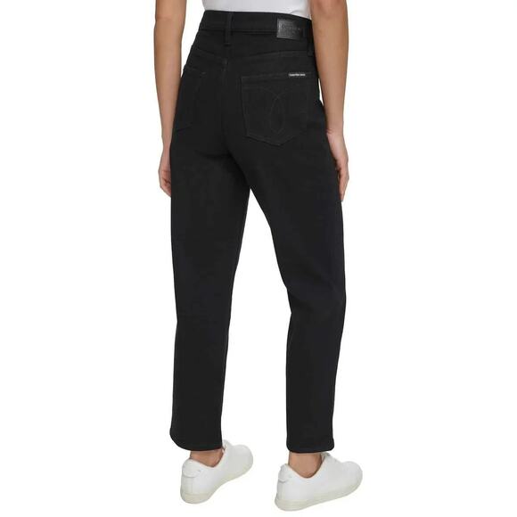 Calvin Klein Womens Inseam 29" Jet Black High Rise Mom Jeans Stretch NWT 12 - Picture 3 of 12